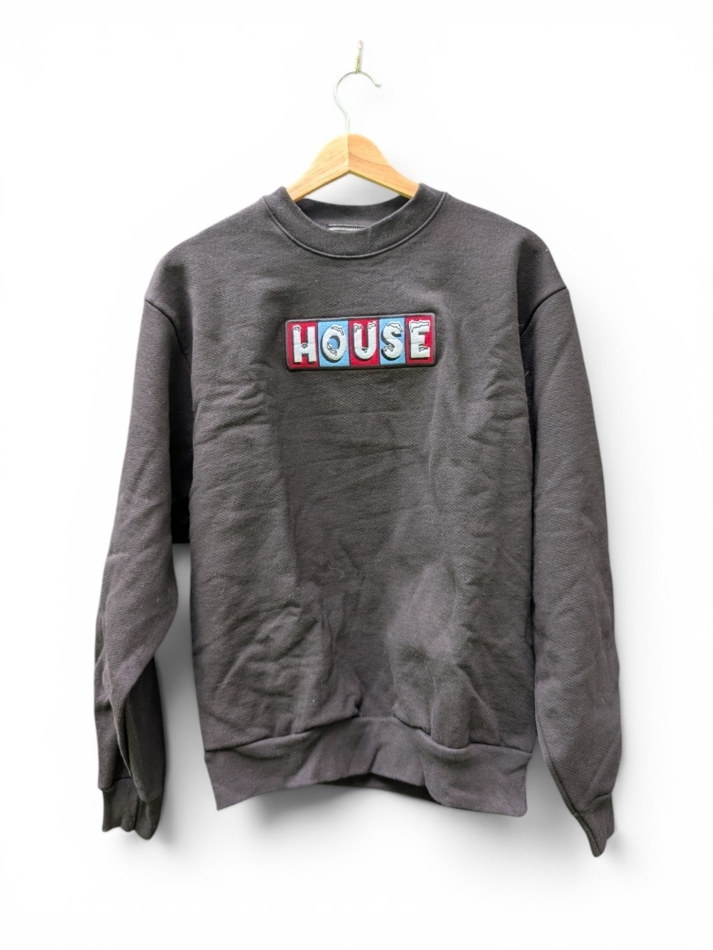 D/H Charcoal Crewneck Sweatshirt with Colorful HOUSE Patch